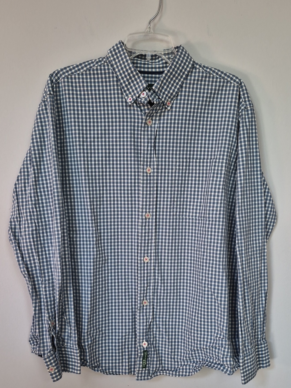 Orvis Blue Gingham Button-Down Shirt Mens L Cotton Coastal Preppy Travel Classic